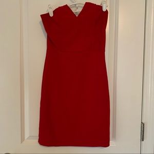 Red mini dress with corset ribbing